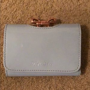Ted Baker rose gold blue wallet bow